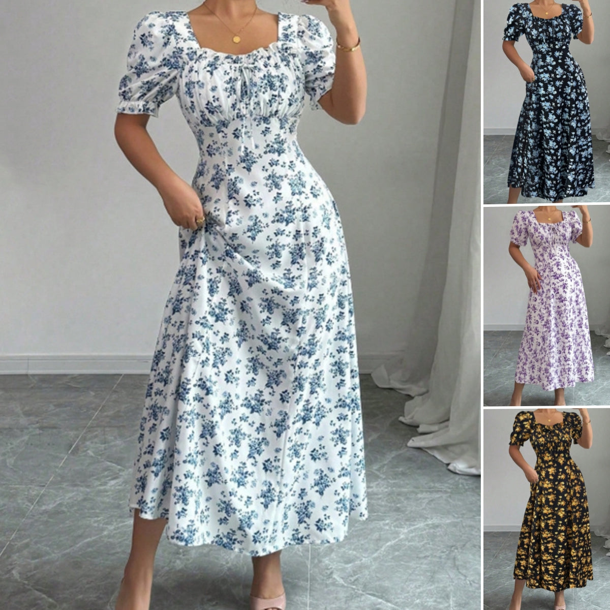 👗Ostatni dzień promocji -50%! 【S-2XL】Letnia elegancka sukienka w kwiaty, przewiewna i wygodna, łatwa do stylizacji, wysmuklająca sylwetkę.