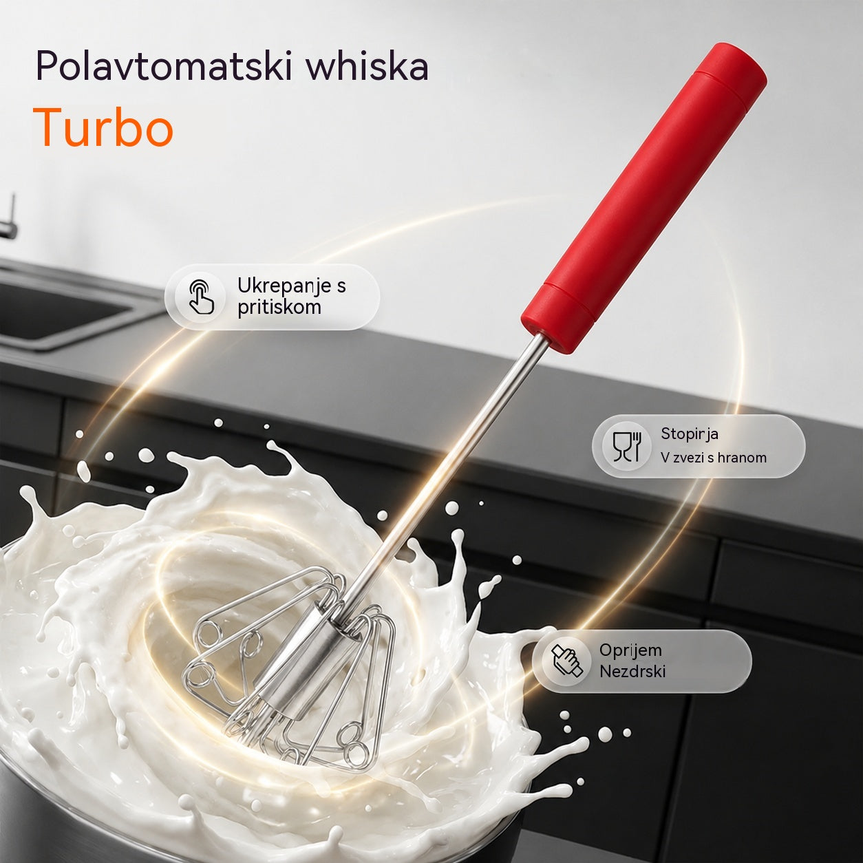🥳Kupite 1, dobite 1 gratis💪 50 % popusta! Polavtomatska ročna metlica za jajca: pritisnite in zavrtite – elektrika ni potrebna. Stepe jajca in smetano v nekaj sekundah. Prijazno do vaših zapestij! ✨🧁