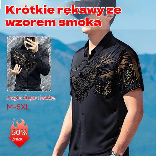 👔💥【M-5XL】Męska stylowa koszulka polo z wyciętymi klapami i zamkiem błyskawicznym – klasyczna czerń z eleganckim haftem【45-120 KG】