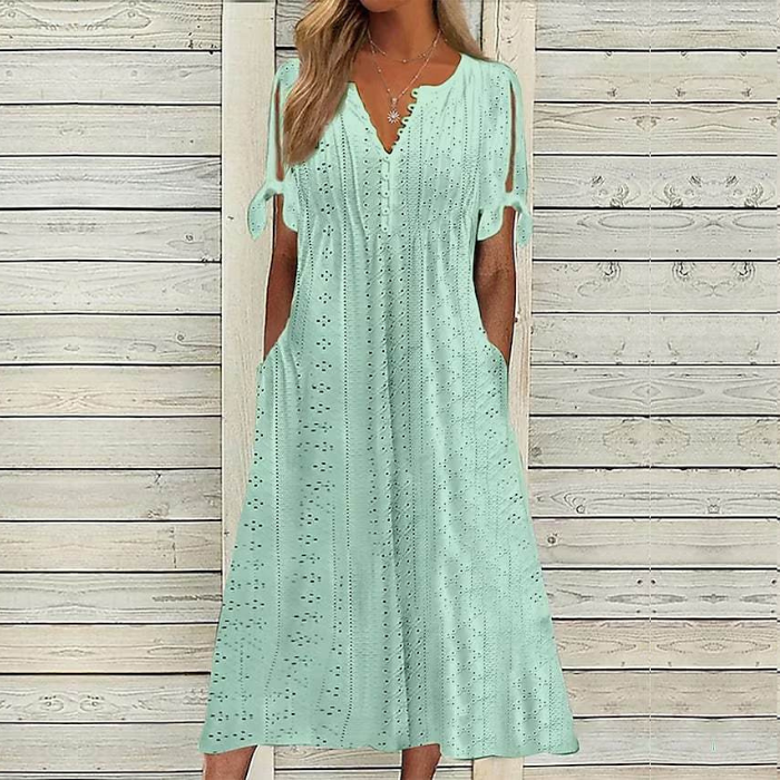 👗【Vásárolj egyet, kapsz egyet ingyen】【Méretek - 5XL】【Szezonvégi kiárusítás】Egyszerű, karcsúsított, lélegző ruha - Sokoldalú és stílusos