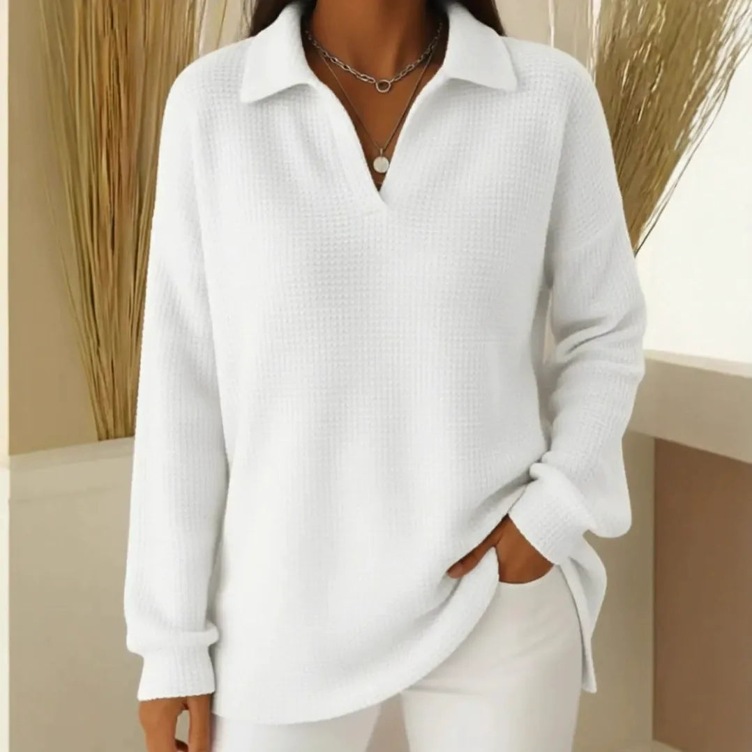 🥼【S-5XL】Nuevo y elegante suéter holgado, cálido, de color liso, con cuello y mangas largas.