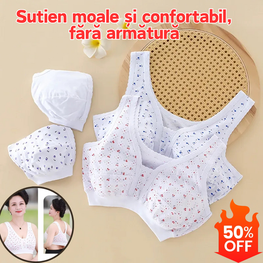【Set de 8 piese】(XL-3XL) 🍃Set de lenjerie intimă format din 8 piese, stil vestă mică din bumbac, pentru femei de vârstă mijlocie și în vârstă, mărimi mari