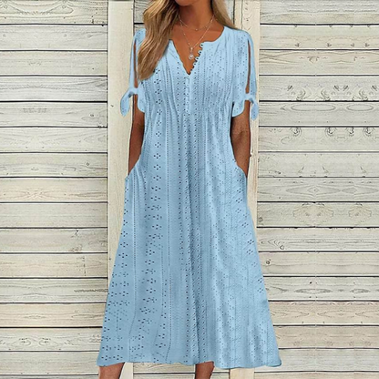 【Doprava zdarma】👗2026 Volnočasové vyšívané šaty s vysokým pasem – elegantní a pohodlné