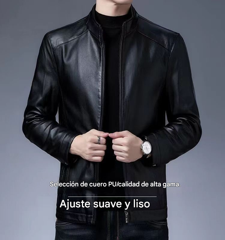 【M-3XL】Nueva chaqueta de cuero gruesa de otoño/invierno, con forro polar, estilo daddy