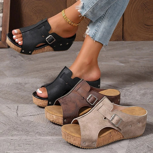 ✨【Časově omezená nabídka】👡Dámské stylové sandály s otevřenou špičkou a silnou podrážkou, pohodlné a univerzální