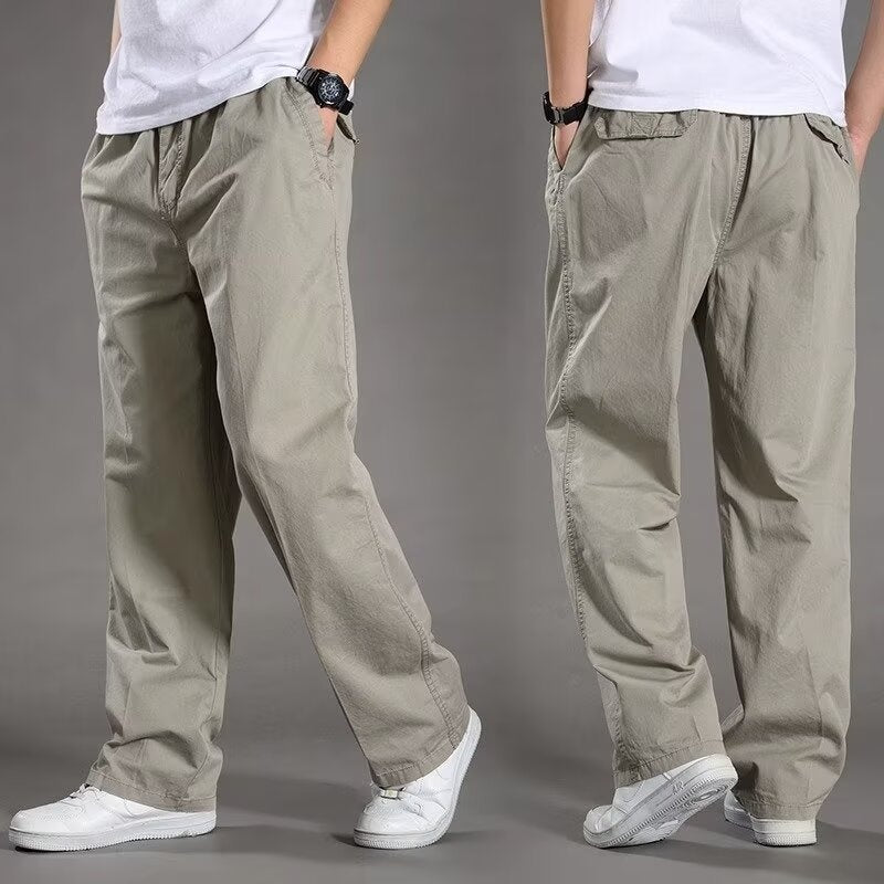 【Velikost M–6XL】Pánské letní volné kalhoty z prodyšné bavlny rovného střihu, velké velikosti – outdoorové kalhoty