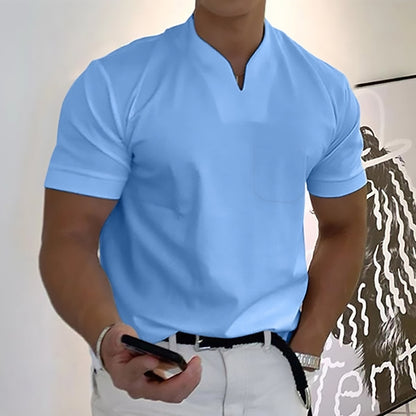💪👔【S–5XL】💪😍 Nagyméretű férfi sportos galléros póló, rugalmas pamutból, fitneszhez ideális