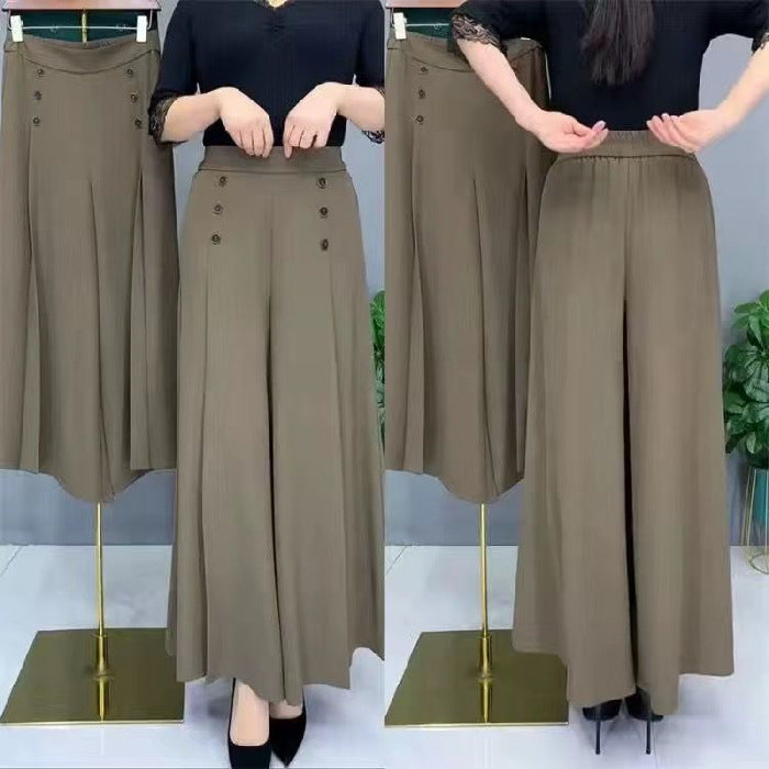 🔥【49% OFF】💖【M-5XL】 2026 jarní a letní dámská sukně s vysokým pasem a širokými nohami