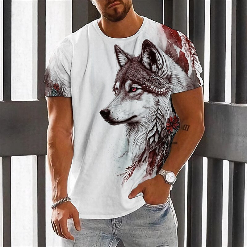 【2XS-6XL】👕👕 Wolf Print férfi póló
