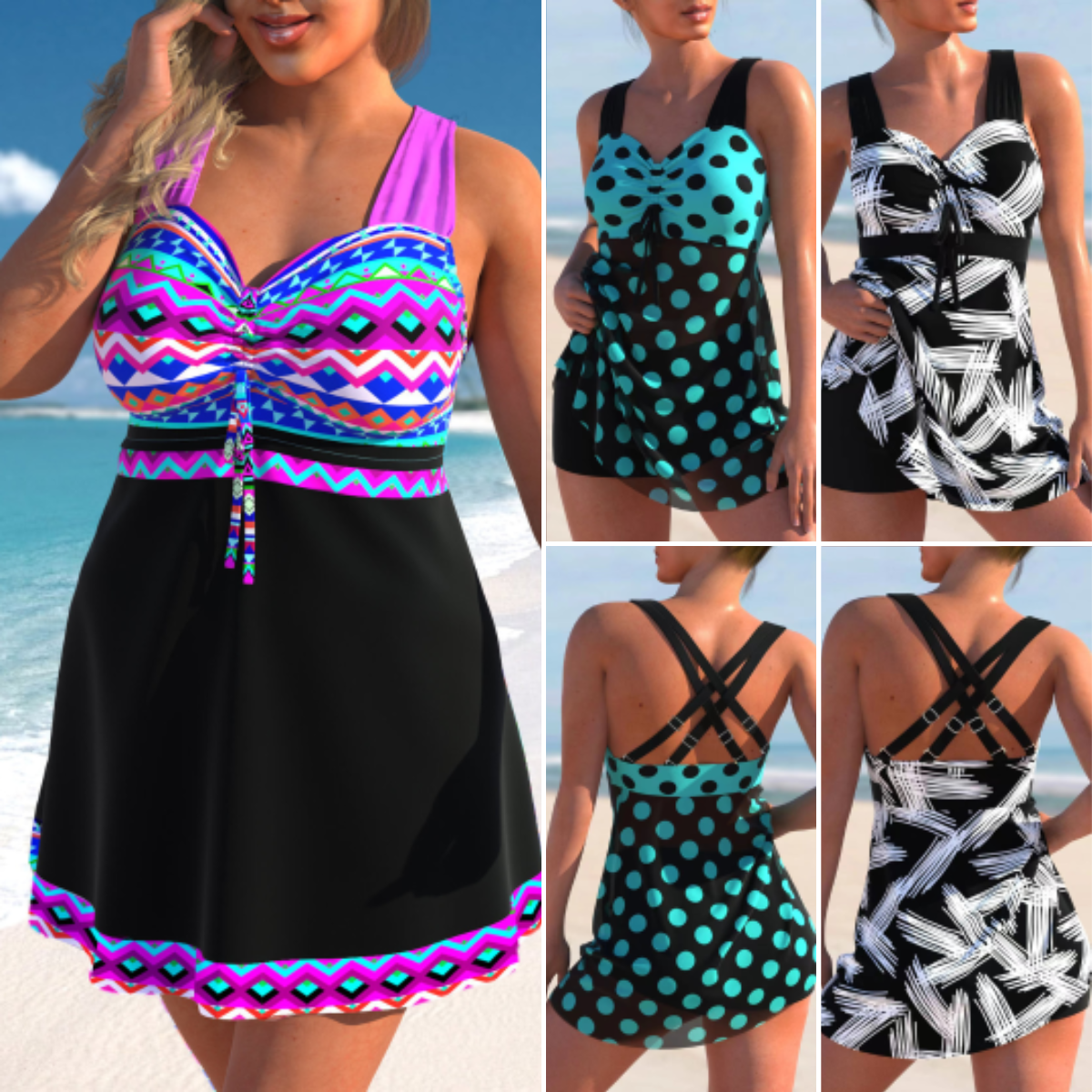 🏖️【Sleva 50 %😍】【S-4XL】Nové dámské plus size zeštíhlující plavky s potiskem 2026, rychleschnoucí a prodyšné
