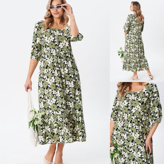 🔥【Nowości na lato】🌺👗(S-5XL)Sukienka bawełniana na co dzień w dużym rozmiarze | Wygodne, przewiewne, idealne na lato