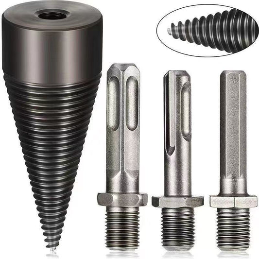 【50 mm broca divisora de leña + 3 tipos de vástago】🪵⚙️ Broca divisora de leña eléctrica de acero reforzado, potente y sin esfuerzo
