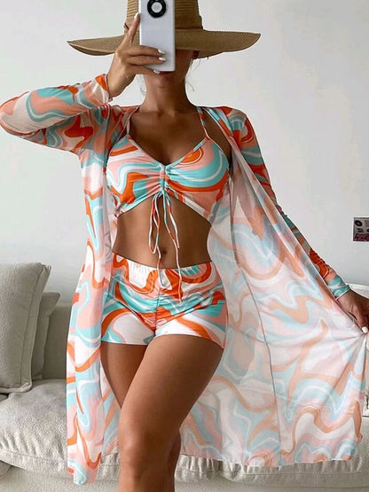 🔥【Nowy produkt, który świetnie się sprzedaje】🔥【S-XL】Niezbędnik na wakacje! Trzyczęściowy kostium kąpielowy dla kobiet