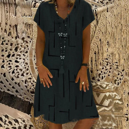 🛍️👗【S-5XL】Bavlnené šaty s výstrihom do V 