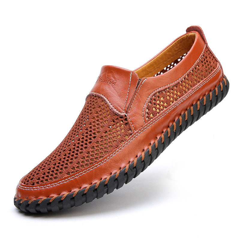 【38-48】👞2026 Nové jarní a letní pánské síťované boty velké velikosti - pravá hovězí kůže, proti pocení a zápachu, prodyšné a pohodlné