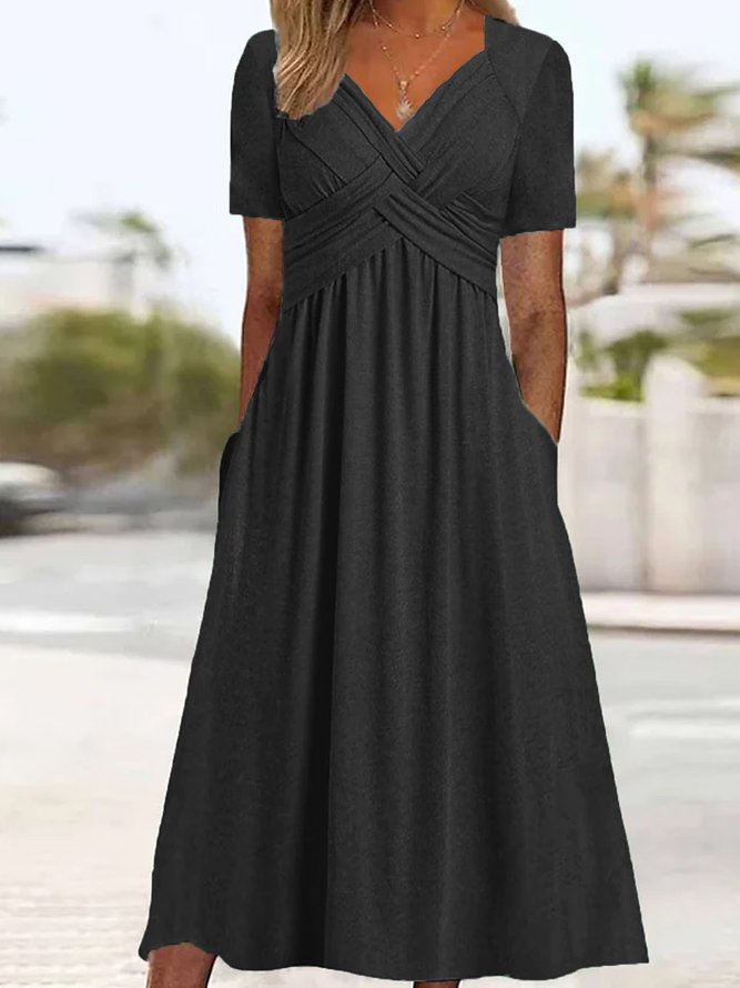 💟【50% OFF】【S-3XL】Ležérní šaty střední délky v čisté barvě