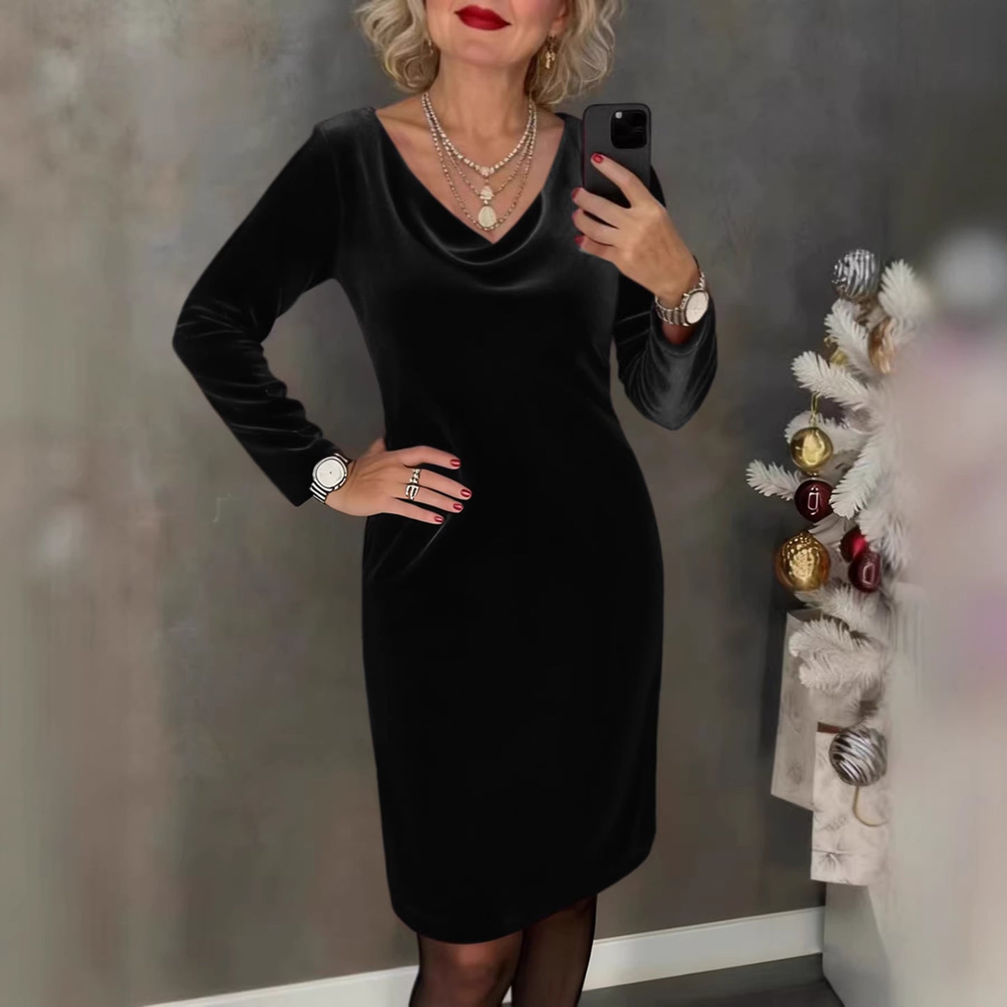 ✨【S-2XL】 Sukienka z weluru 2026 | Długie rękawy | Seksuacyjny & Elegancki Styl ✨