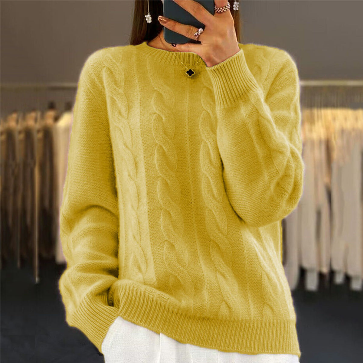 🔥⛄【S-XL】Nowy sweter z wełny na jesień i zimę 2025, jednolity kolor, wysokiej jakości