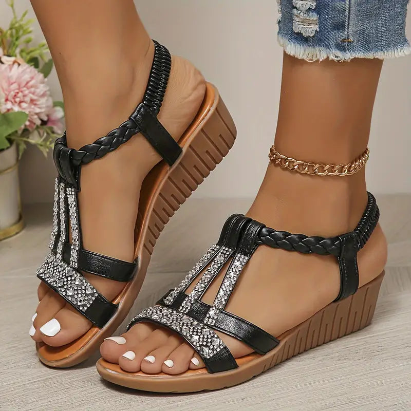 👡【34-43】Sandały damskie z kryształkami górskimi