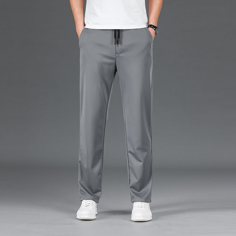 👖【L–8XL】🔥 Męskie letnie spodnie biznesowe z jedwabiu lodowego – elastyczny pas, odpowiednie dla osób o wadze 45–135 kg – cena specjalna