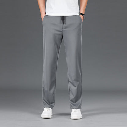 👖【L–8XL】🔥 Męskie letnie spodnie biznesowe z jedwabiu lodowego – elastyczny pas, odpowiednie dla osób o wadze 45–135 kg – cena specjalna