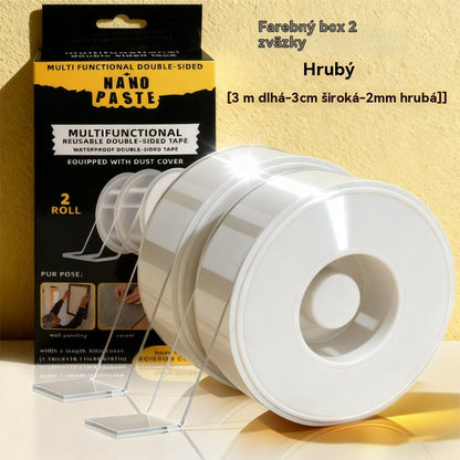 💧 【4 zväzky】Dvojstranná nanolepka, vysoká viskozita, priehľadná akrylová fólia, vodovzdorná, odolná voči prachu