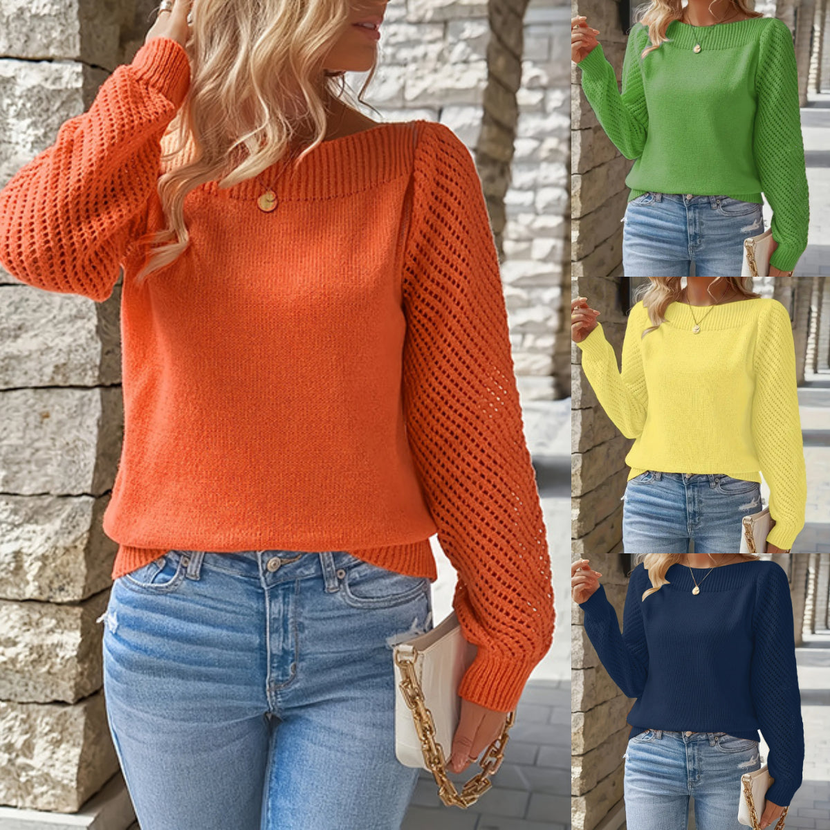 ✨🔥【S-2XL】Nowy sweter/dzianina z długim rękawem w jednolitym kolorze