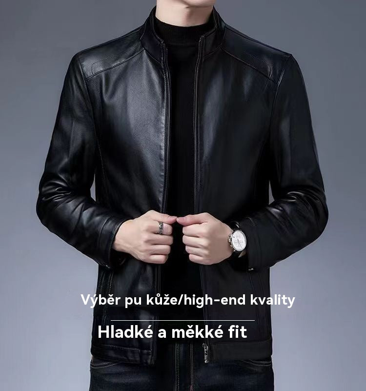 【M-3XL】Nueva chaqueta de cuero gruesa de otoño/invierno, con forro polar, estilo daddy