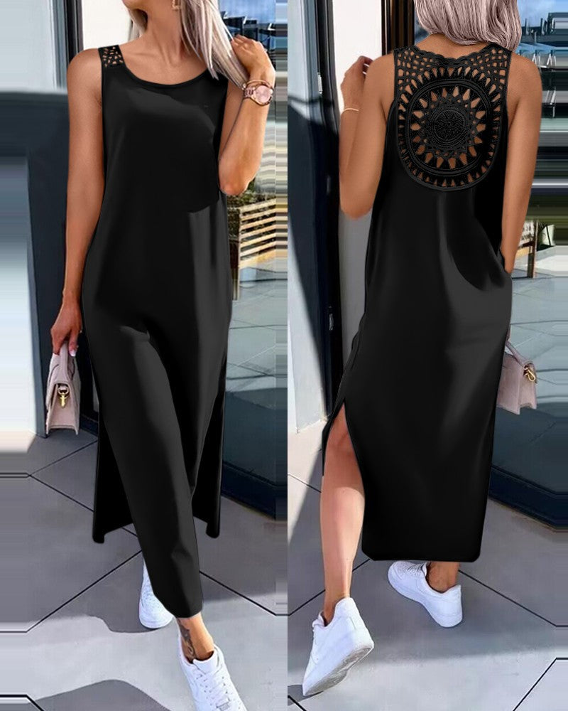 💟👗【S-XXL】Poletna obleka brez rokavov iz čipke s stranskimi razporki