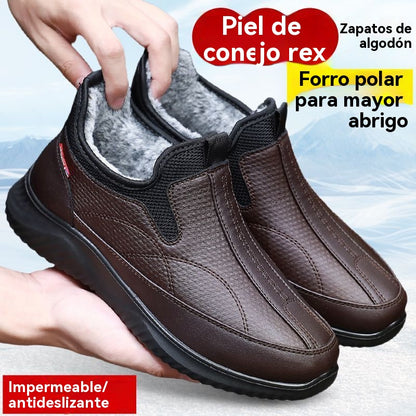 🔥【39-44】🔥Botas gruesas de invierno, forro de algodón y forro polar, cálidas, impermeables, antideslizantes, suela suave, ligeras y cómodas, ideales para hombres de mediana edad y mayores.