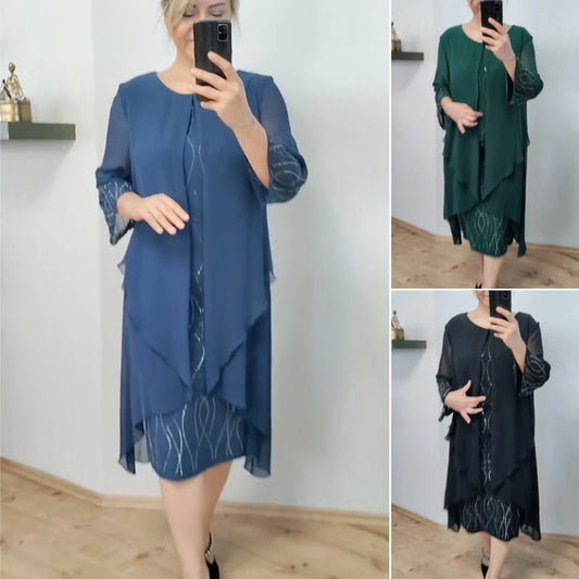【🔥Gorąca sprzedaż】🌷🔥【S-5XL】Modna szyfonowa sukienka 2024 plus size
