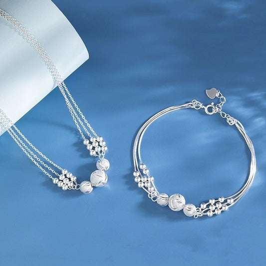 【30%OFF】🔥Gorąca wyprzedaż🔥【Naszyjnik + bransoletka】✨Grawerowany srebrny naszyjnik z transferem Zestaw biżuterii