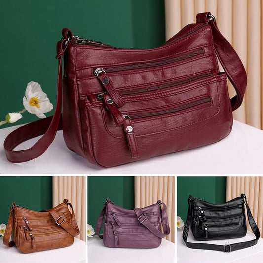 👜 Nova retro torba preko ramena od mekane kože, velikog kapaciteta s višeslojnim dizajnom