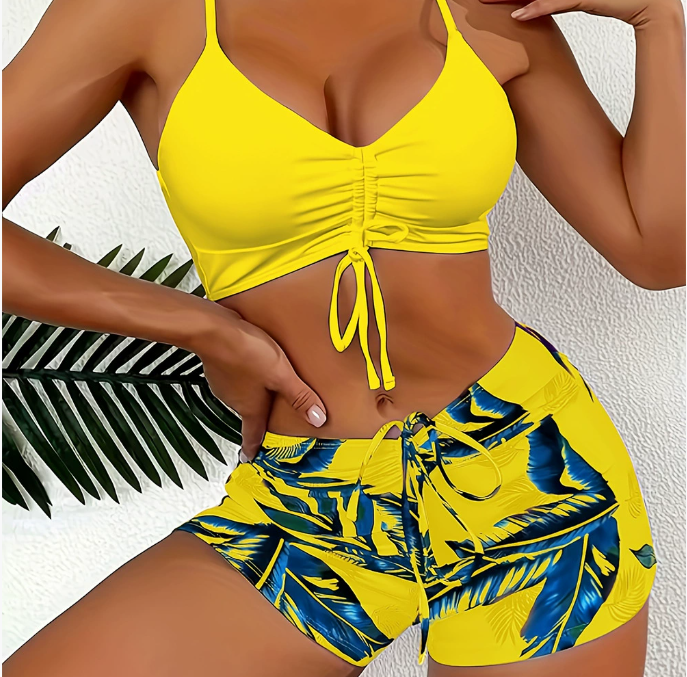 🏖️【S-2XL】Nové letní dvoudílné plavky s potiskem, rychleschnoucí materiál, prodyšné a pohodlné
