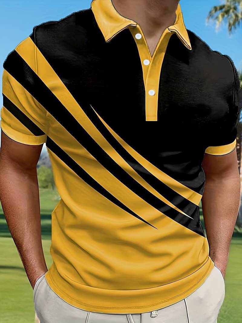 🔥 Męska nowa letnia koszulka POLO w paski z nadrukiem 3D [ S-6XL ]