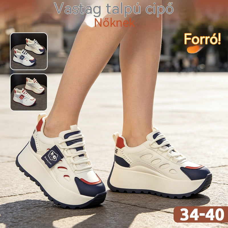 👟✨【+5 cm magasság】Vastag talpú, hétköznapi sportcipők – modernek, kényelmesek és könnyen illeszthetők 💫