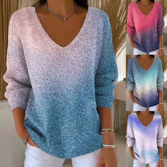 💥【S-4XL】👚👚Nowy damski sweter z długim rękawem i dekoltem w serek, model jesień/zima 2026