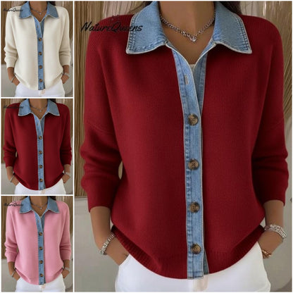 🔥【S-3XL】Nový džínsový patchworkový kardigan z roku 2025