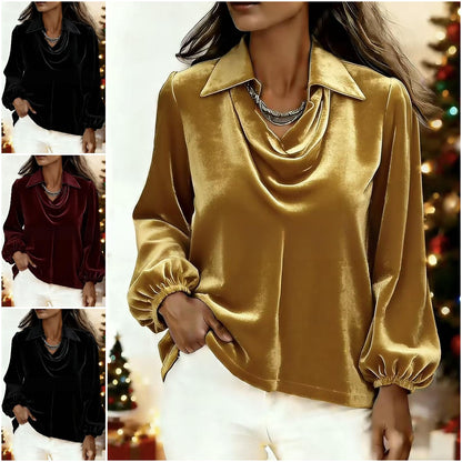 🍁【S-2XL】🍂Już w sprzedaży aksamitny top z rękawami typu lampion na jesień/zimę 2026