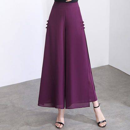 ✨🌈【M-4XL】👖💖【Nowy styl lata】2025 modne i eleganckie spodnie z szyfonu z szerokimi nogawkami, wygodne i oddychające