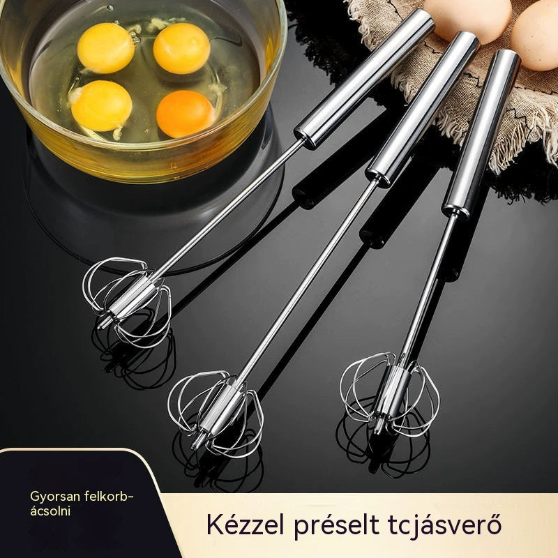 [2 darabos készlet] Félautomata rozsdamentes acél tojáshabverő