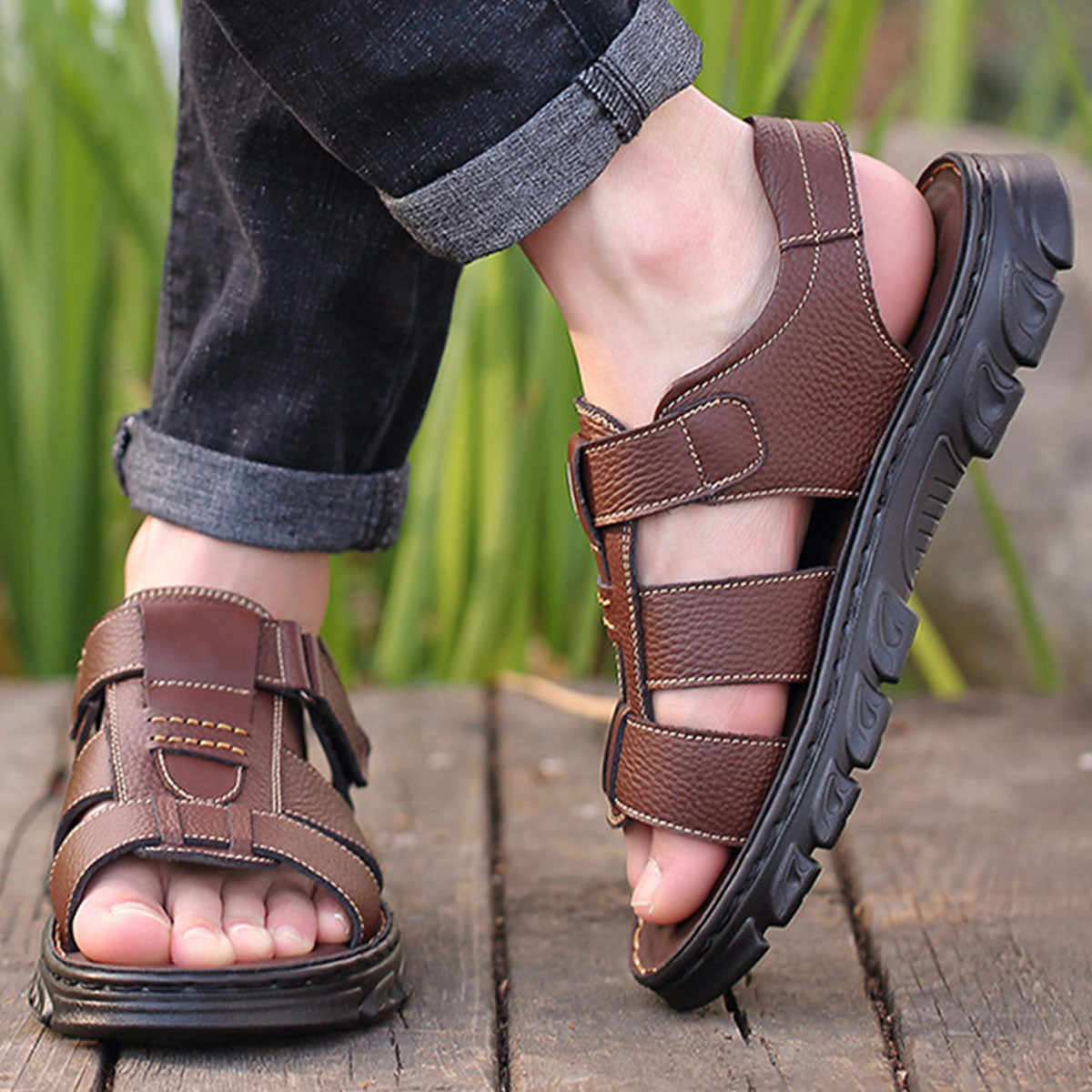 🍃🩴【38-44】 Sandale casual din piele pentru bărbați