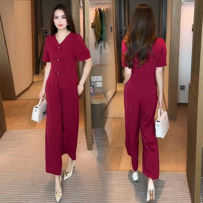 【M-4XL】👚2025 nowy swobodny i wygodny damski garnitur, top + spodnie