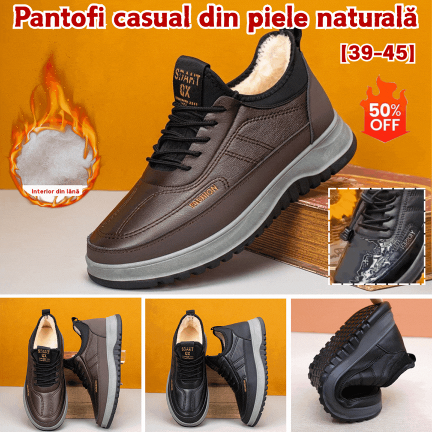 ⛄🔥【39-45】Zapatos deportivos casuales de invierno 2025 para hombre, nuevos, de cuero genuino, impermeables, con suela suave de terciopelo