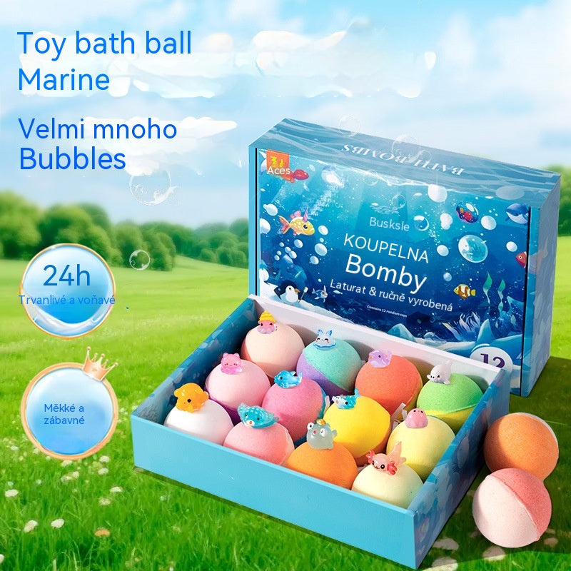 🛀💕12 kusů kuliček koupelové soli ve tvaru mořských živočichů (50g/kulička) pro děti.