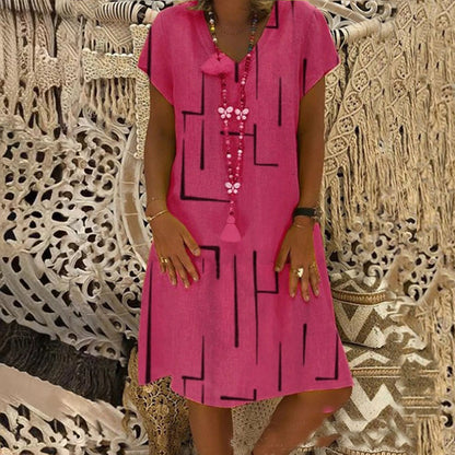 🛍️👗【S-5XL】Bavlnené šaty s výstrihom do V 