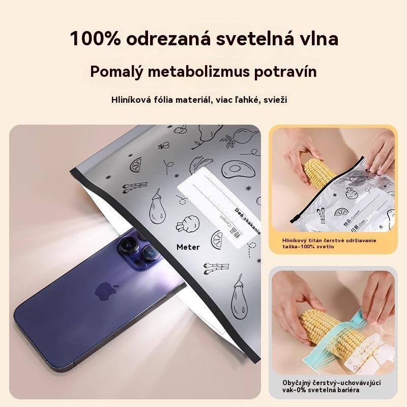 🥩【60 kusov】Vrecko z hliníkovej fólie potravinárskej kvality so zipsom na zachovanie čerstvosti, vhodné do domácej chladničky