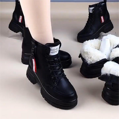 ❄️🥾【35-40】Nowe grube pluszowe buty zimowe z prawdziwej skóry na grubej podeszwie z wysokiej jakości bawełny.