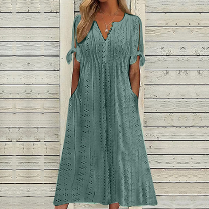 👗Jednoduché a jemné šaty v jednofarebnej farbe 3585837 