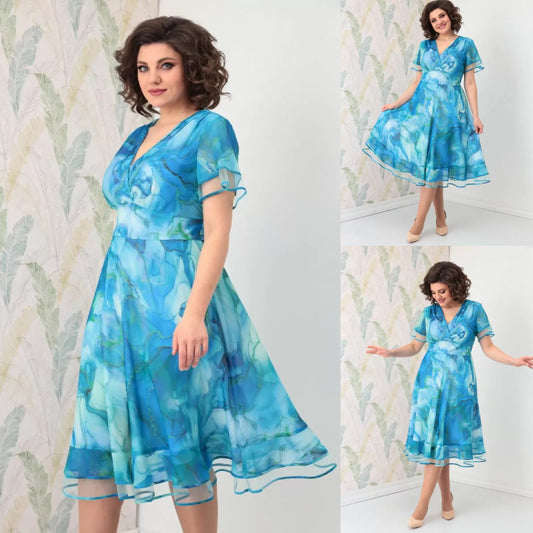 🛍️🌈【S-5XL】 2024 Nowa elegancka sukienka z szyfonu